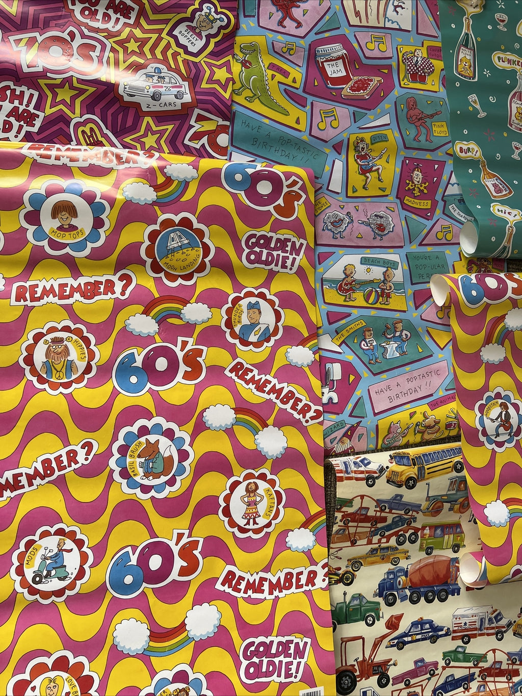 Vintage 60’s 70’s Poster Wrapping Paper Style, Vintage Nostalgia Wrappers0
