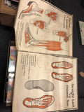 Original 1927 Foot Feet  MUSCULAR Structure ANATOMY CHART Lot Of 2 19” X 22”0