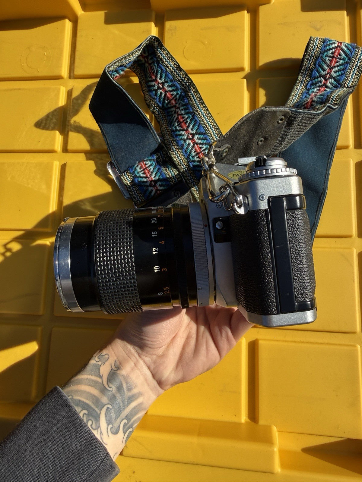 Canon AV-1 SLR Film Camera - Silver with Canon fd 135mm 1:3.5 lens With Strap4