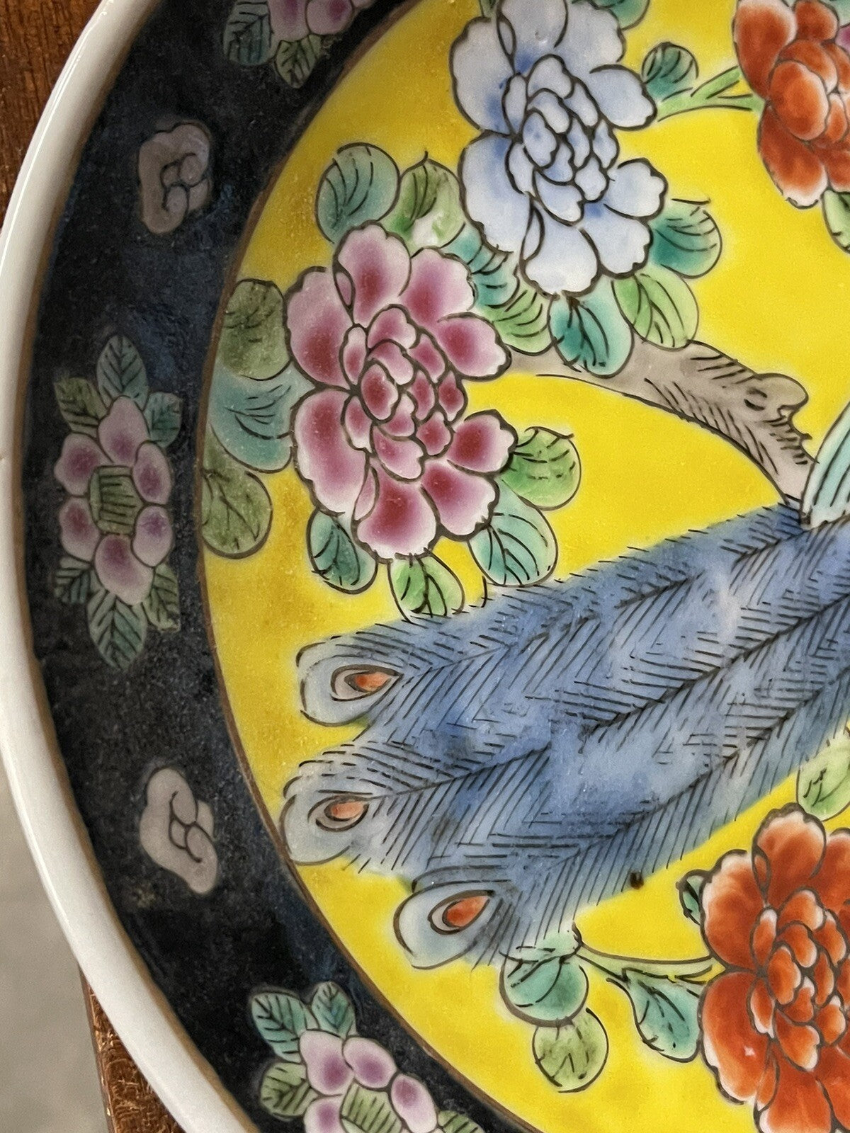Antique Japanese Signed Pottery Enamel Plate2