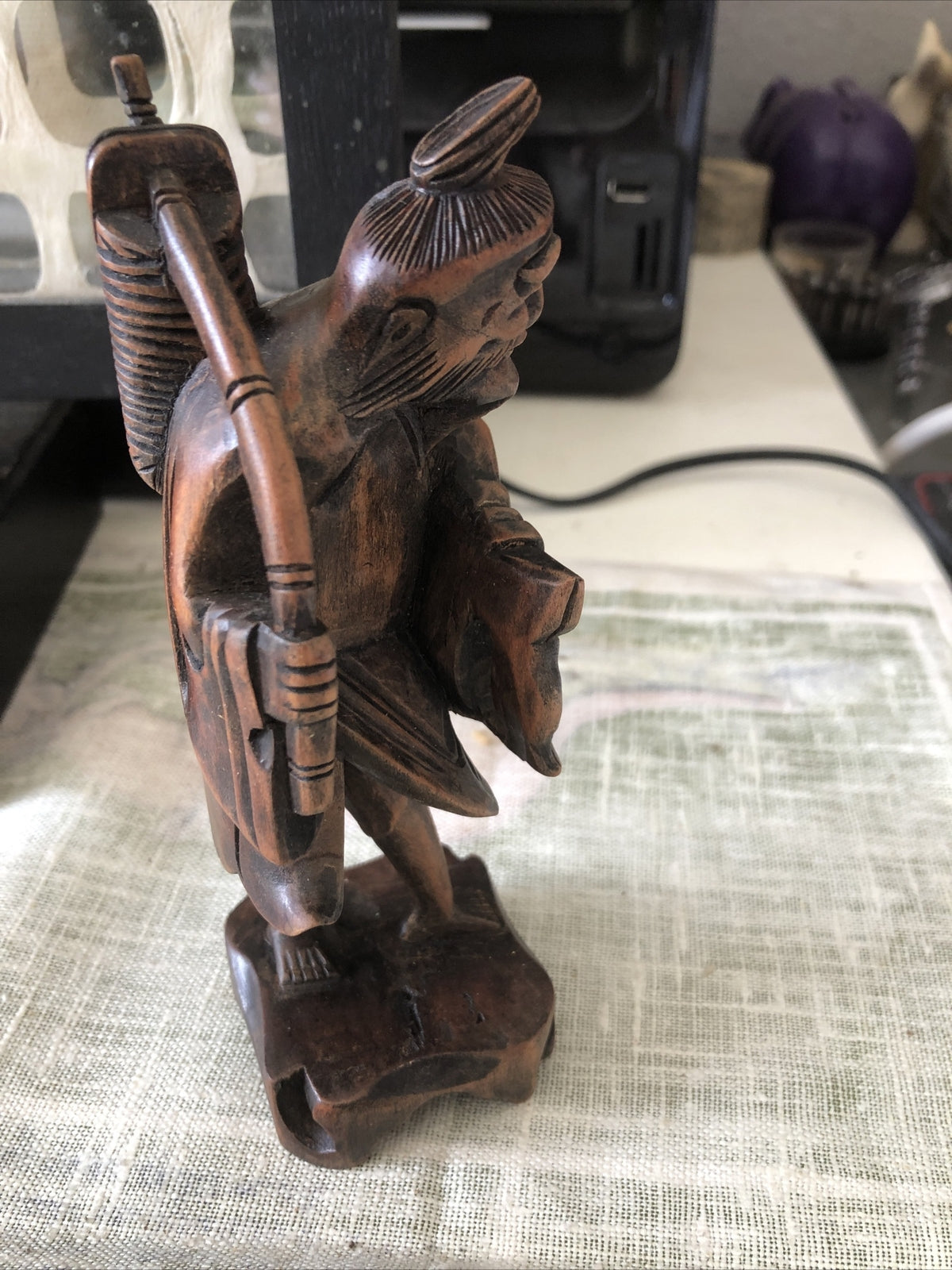 Vintage Hand Carved Wooden Japanese Figurine 9” Tall4