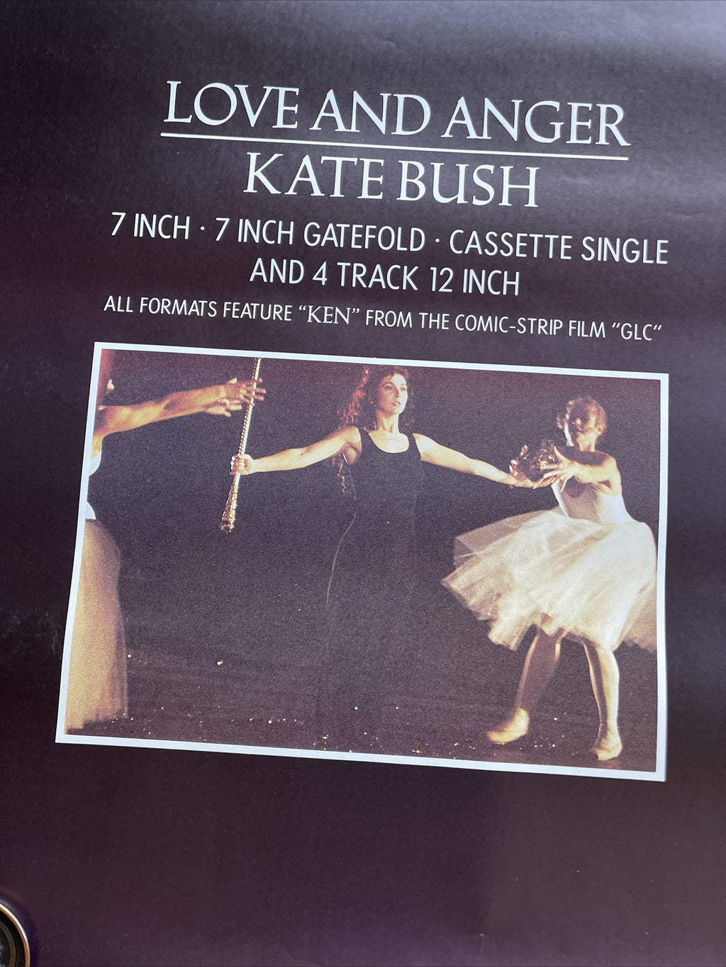#186 1989 Kate Bush Love And Anger Record Subway Promo Poster deadstock 40x60”1