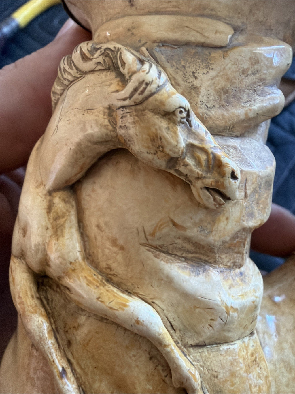 LARGE Antique 1800's hand carved W Sterling Silver meerschaum pipe Horse10