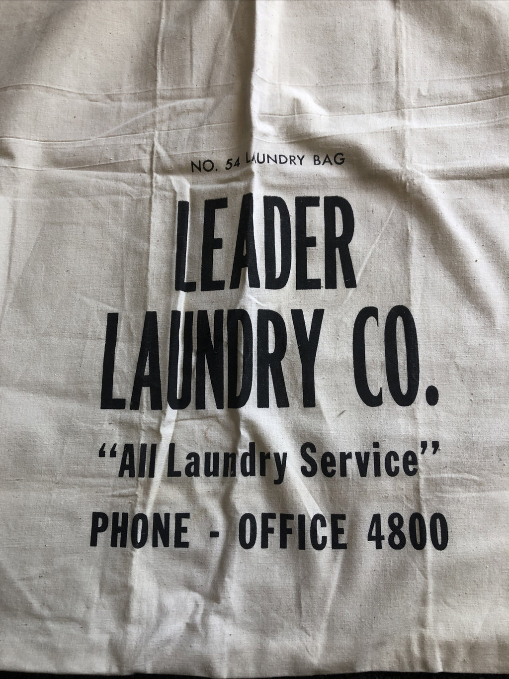 Vintage Leader Laundry Co. Laundry Bag No.54 Advertising 23.5”x19.5”1