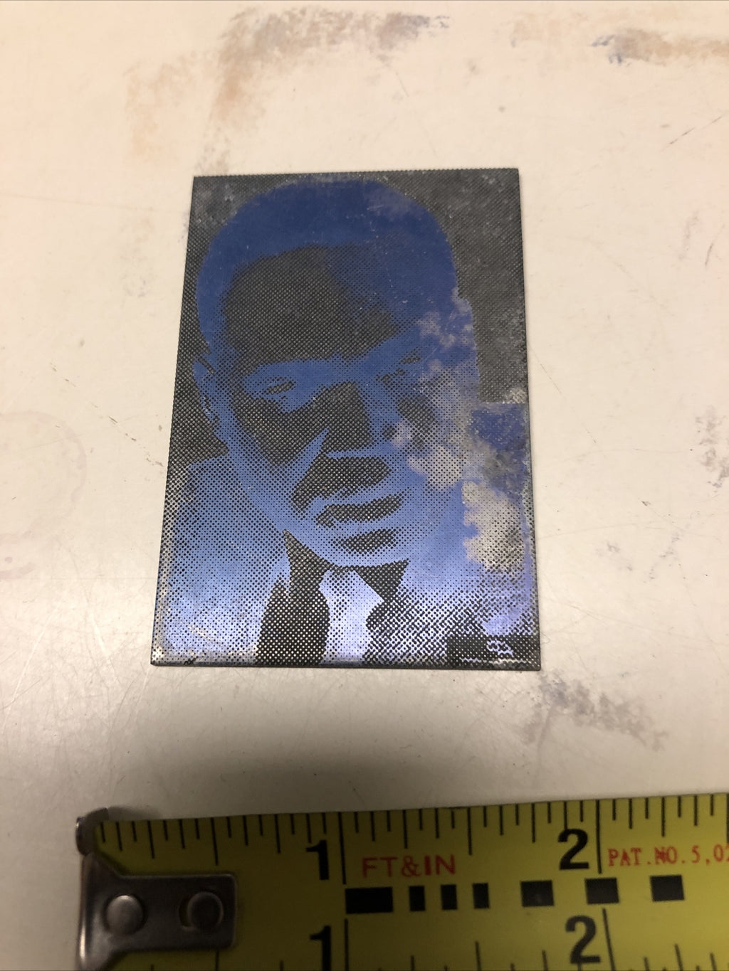 Antique Metal Printing Plate Block Photo Negative 2x2.5 Inch” Black Man In Suit1