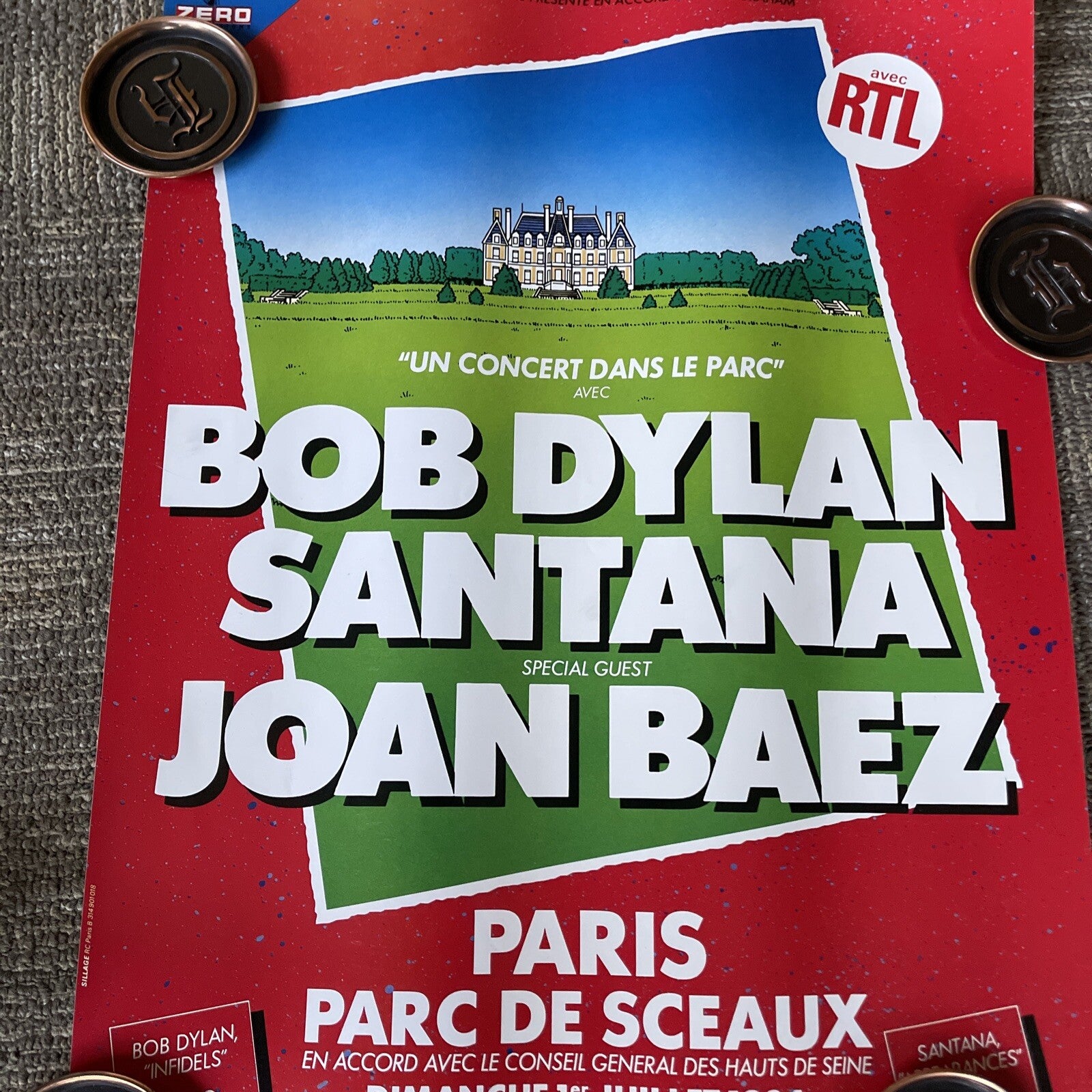 #157 Bob Dylan Santana Joan Baez Promo Poster 1984 Santana Original No Border5