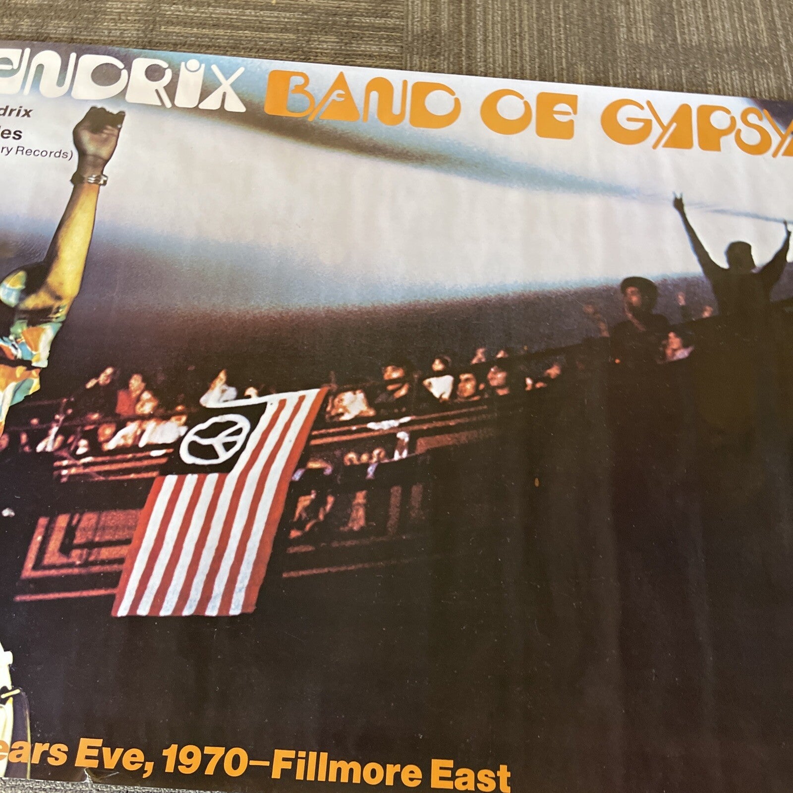 #72 Larg 1970 Jimi Hendrix Band Of Gypsys Record Subway Promo Poster Rare 57”9