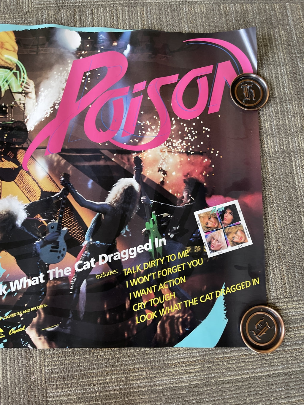1987 POISON Look What The Cat Dragged In Record Store Promo Poster #37 24x36”1