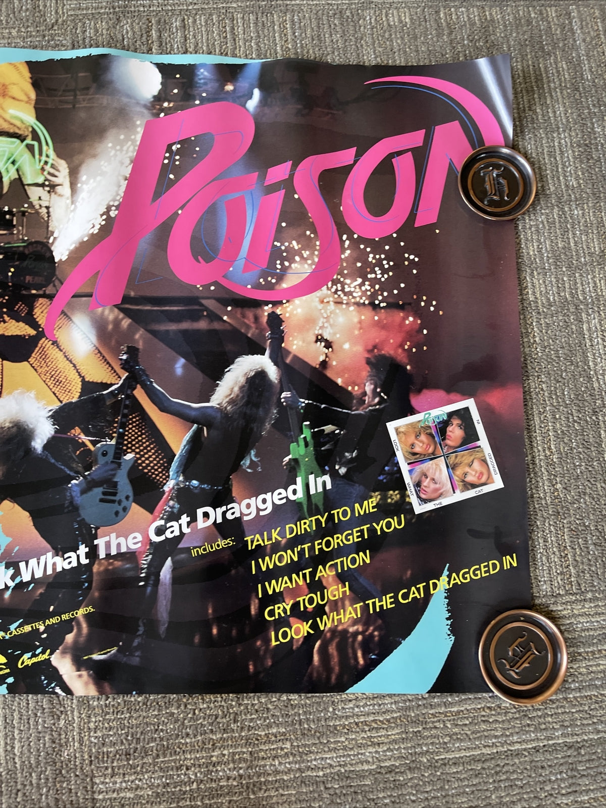 1987 POISON Look What The Cat Dragged In Record Store Promo Poster #37 24x36”1