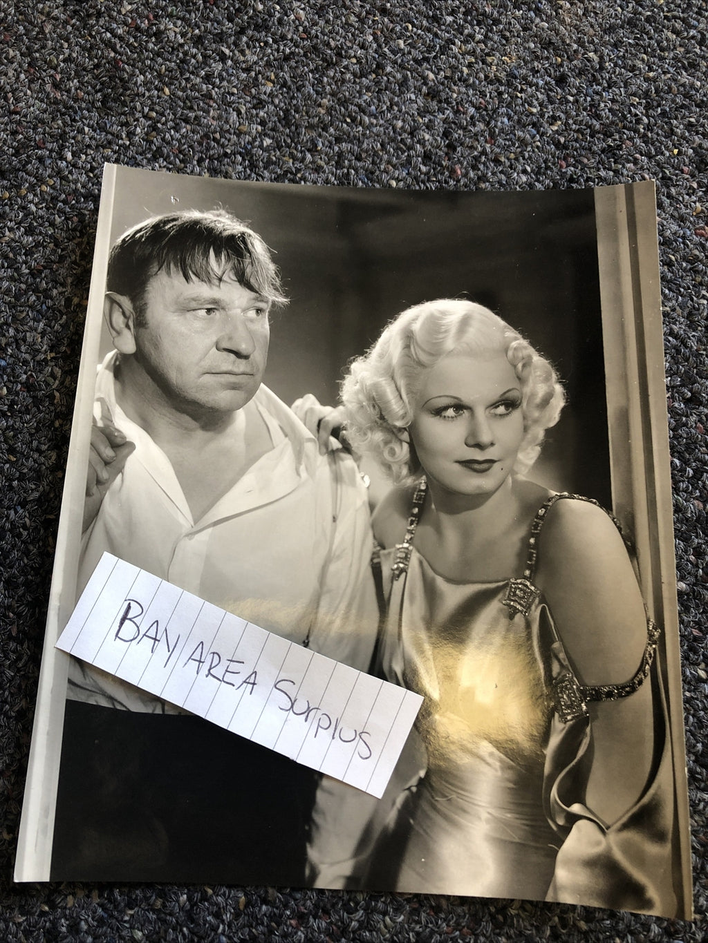 RARE Original Photo Of Wallace Beery & Jean Harlow Candid Black/White 8.5”x7”0