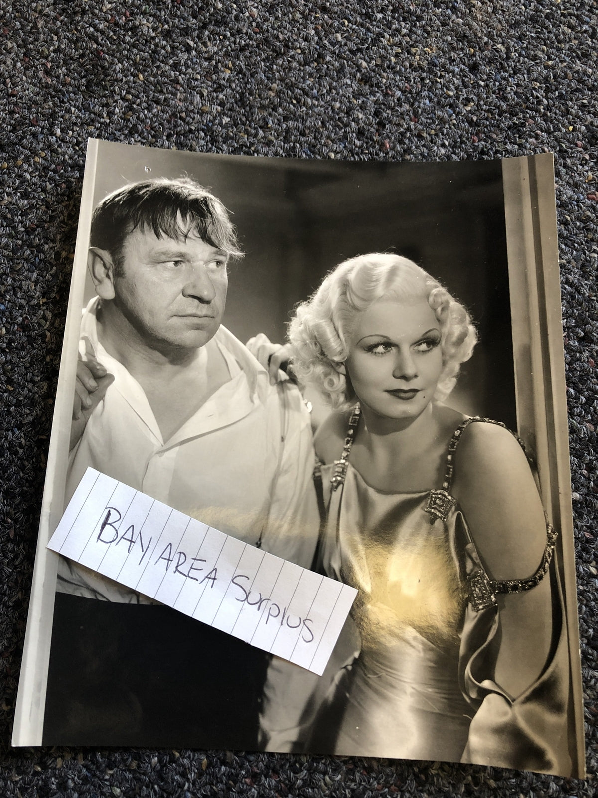 RARE Original Photo Of Wallace Beery & Jean Harlow Candid Black/White 8.5”x7”0