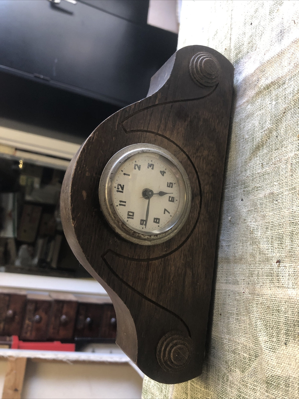 Antique Foreign Mantle Clock Wooden0
