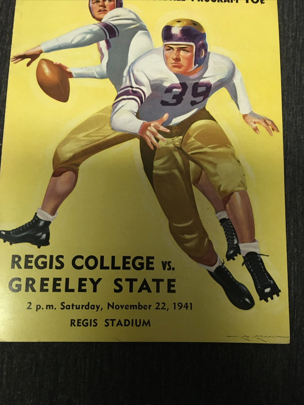Vintage College Football Program 1941 Regis College vs Greely State Sports1