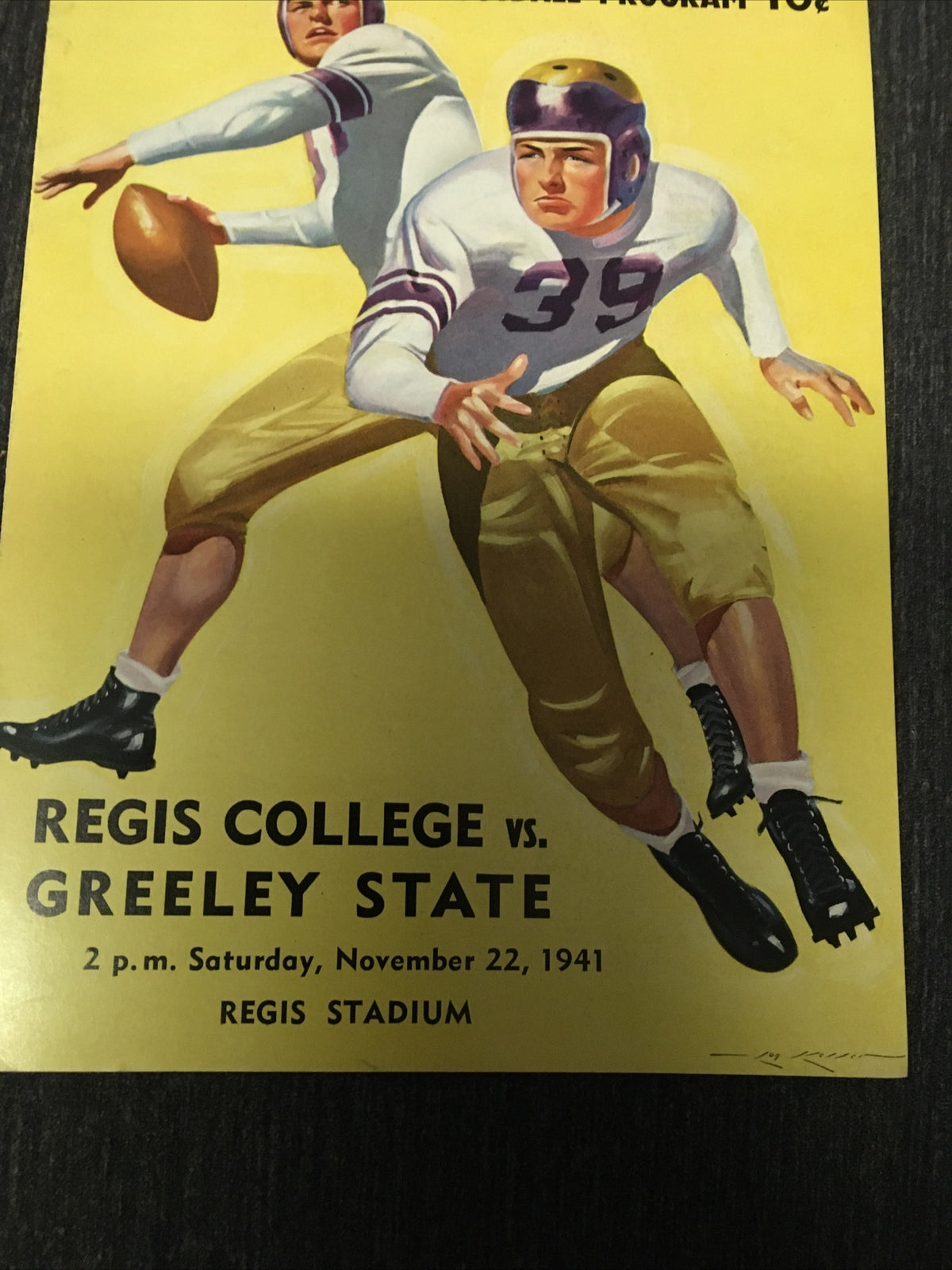 Vintage College Football Program 1941 Regis College vs Greely State Sports1
