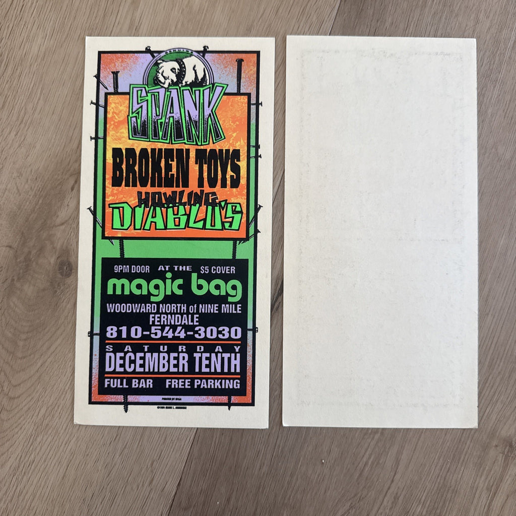 MARK ARMINSKI 1994 SPANK, BROKEN TOYS, HOWLING DIABLOS MAGIC BAG FLYER 12014