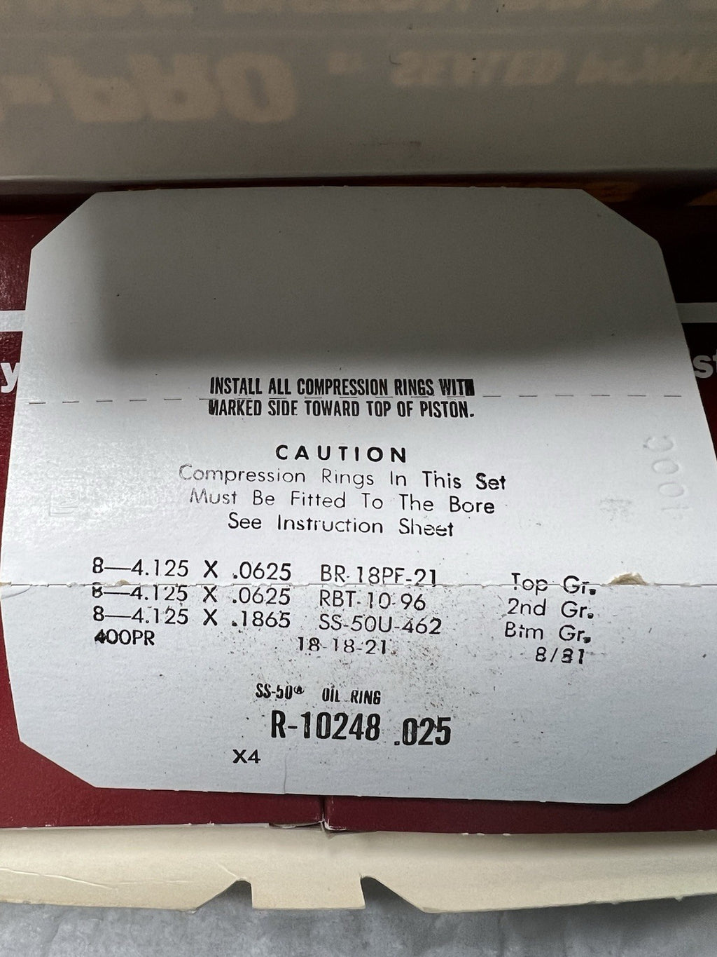 Speed-Pro by Sealed Power Piston Ring Set 4.125 Bore .025 Oil Ring3