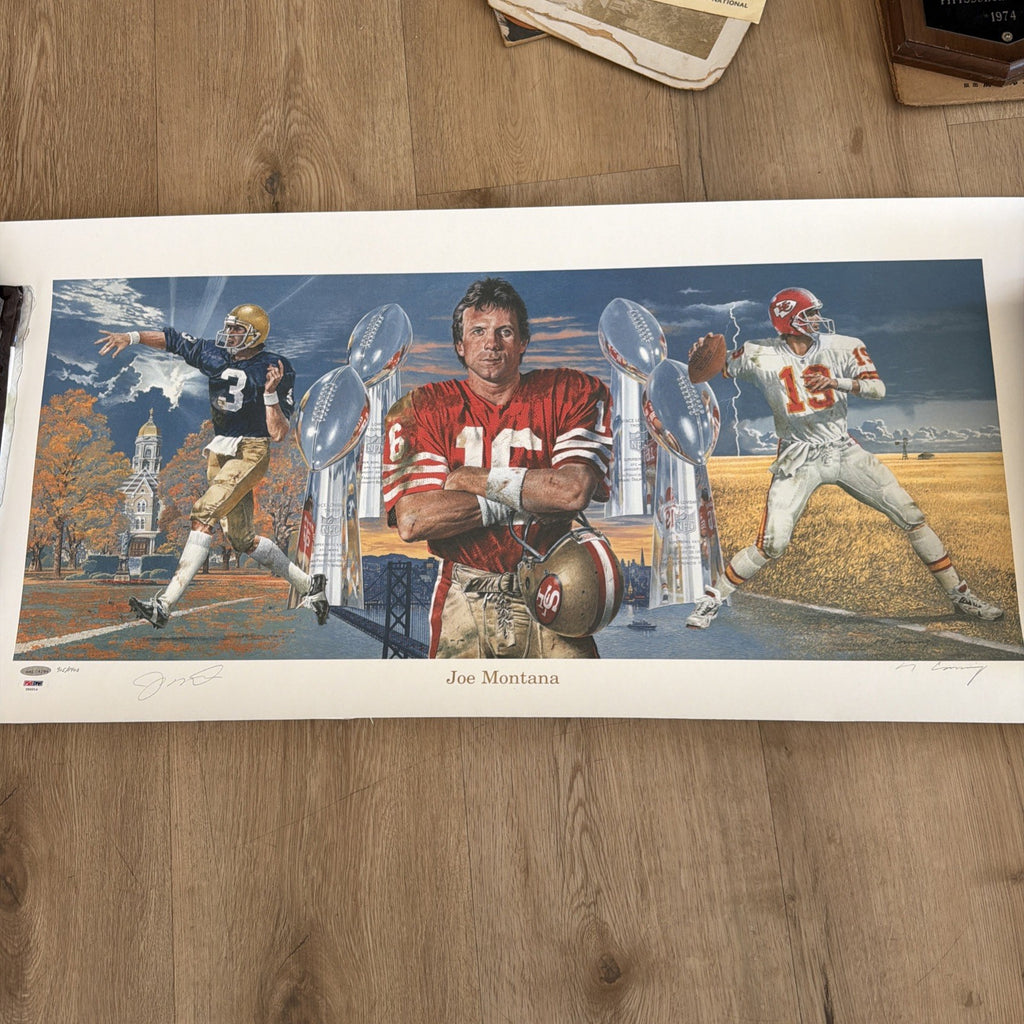 Joe Montana Signed Notre dame Chiefs 49ers 39x17 PSA/DNA AUTO0