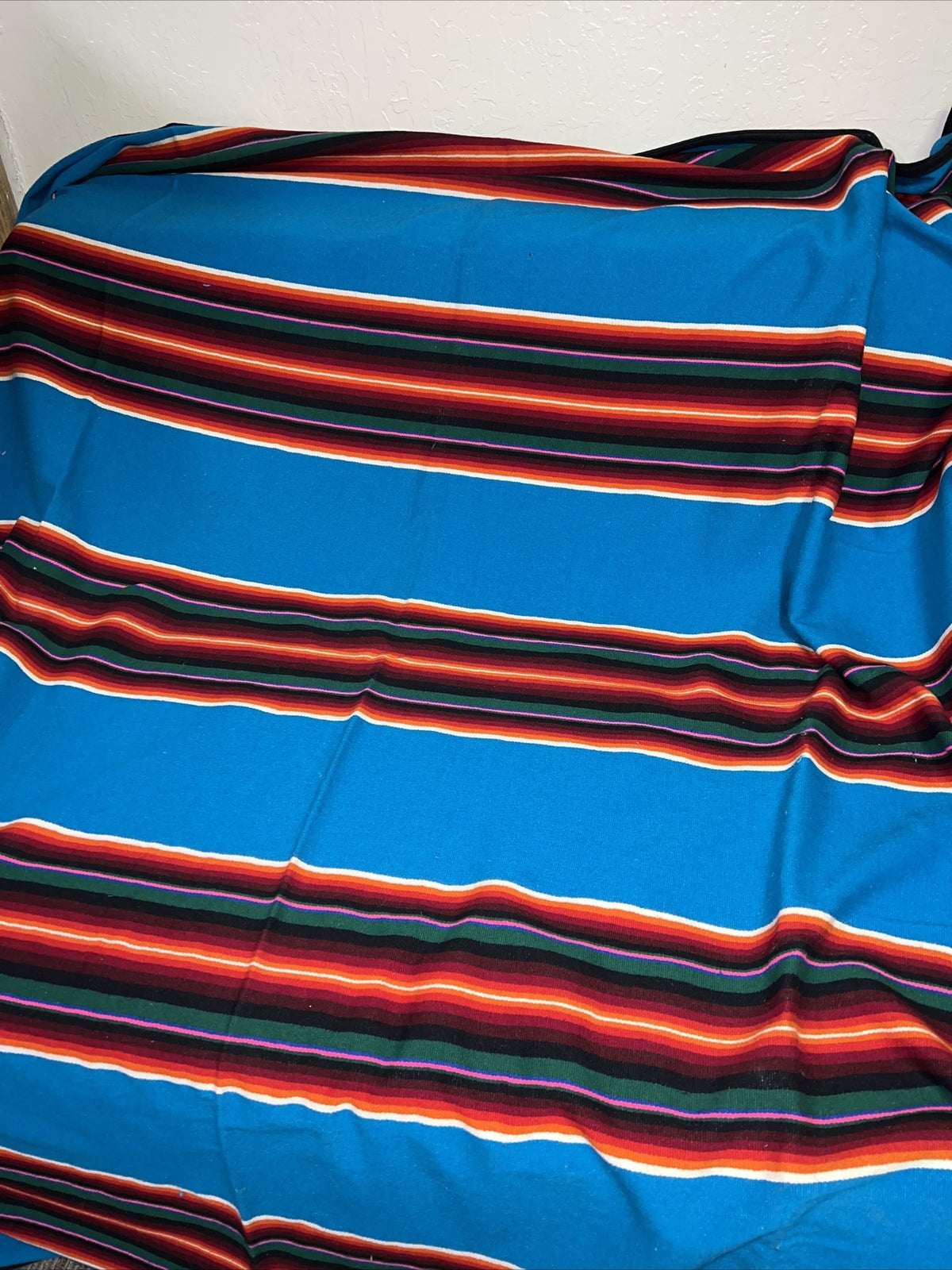LargeVintage Mexican Saltillo Blanket Serape Rare Vibrant Colors Ethnic Blanket0