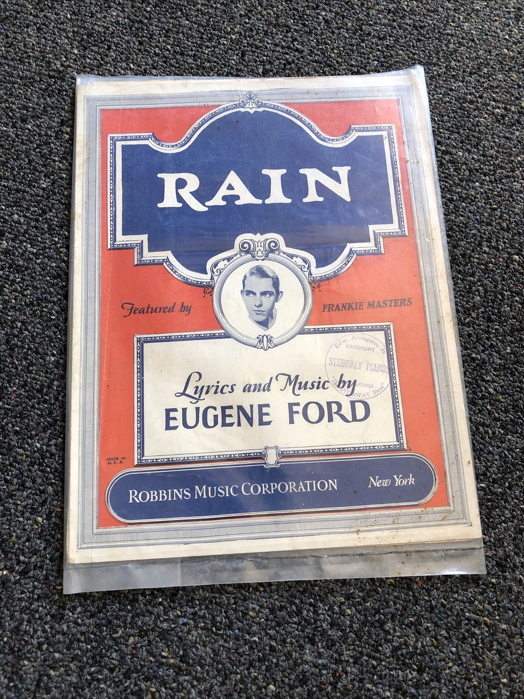 RAIN 1927 Vintage Sheet Music Al Mitchel Lyrics & Music By Eugene Ford 0