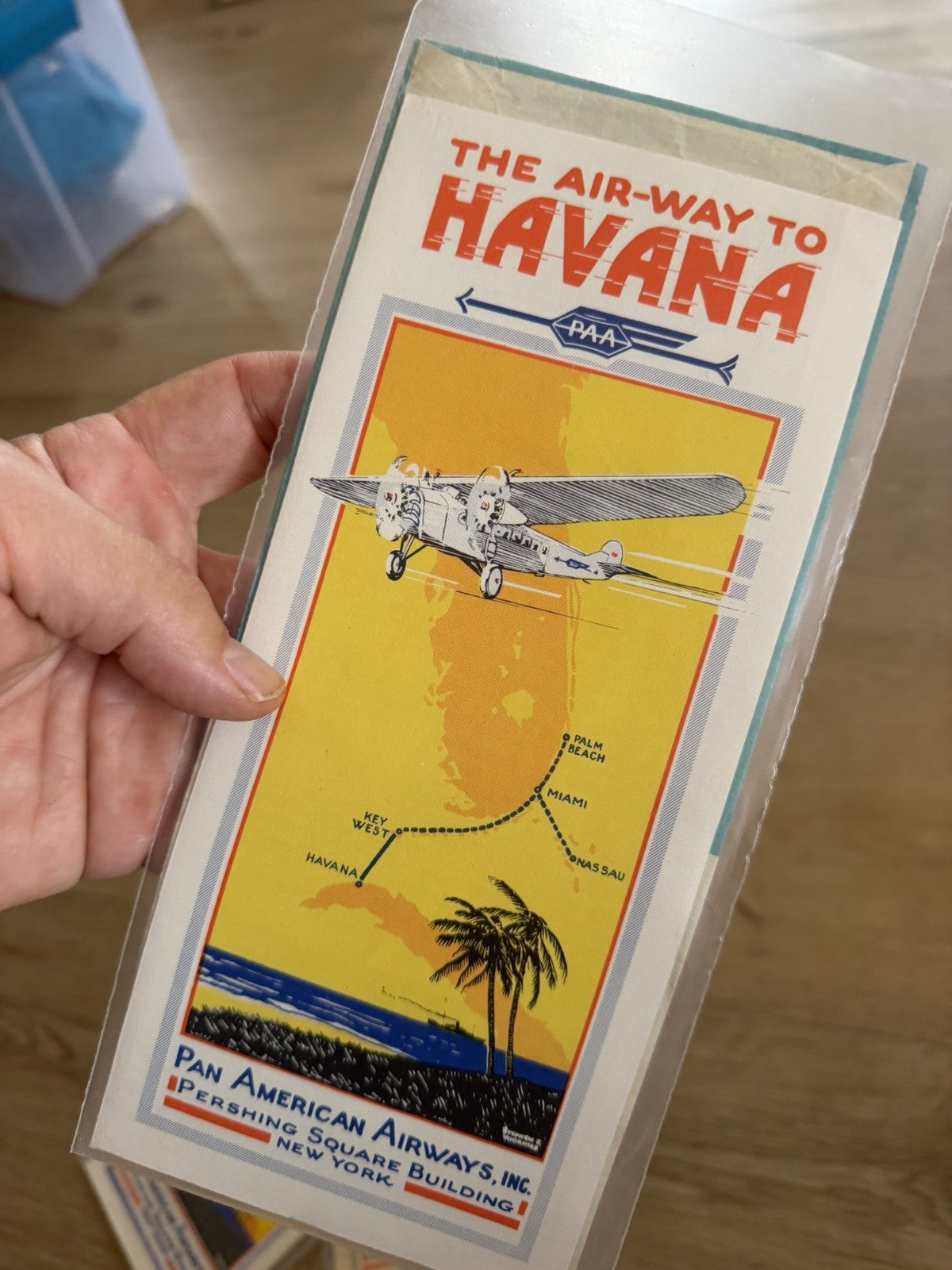 Original 1928 Pan American Airways timetable and route map brochure Lot Havana5