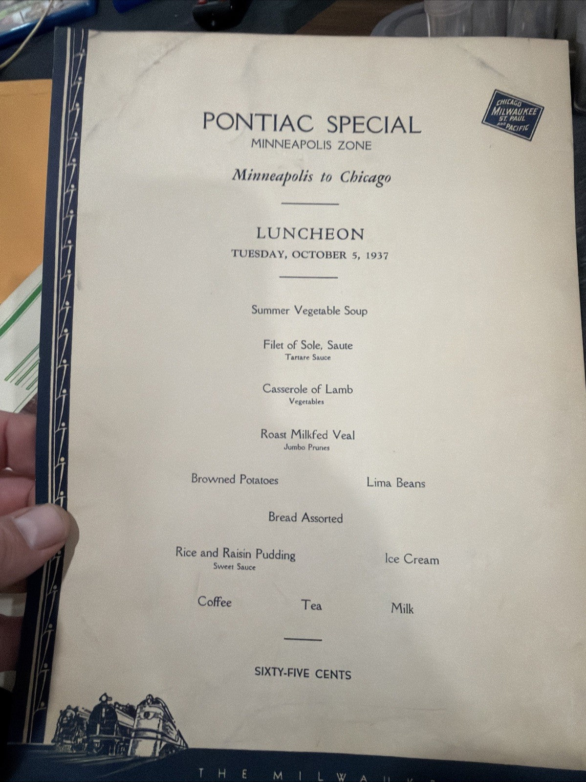 Pontiac Special Pennsylvania Milwaukee Road Railroad  Menu Lot Of 34