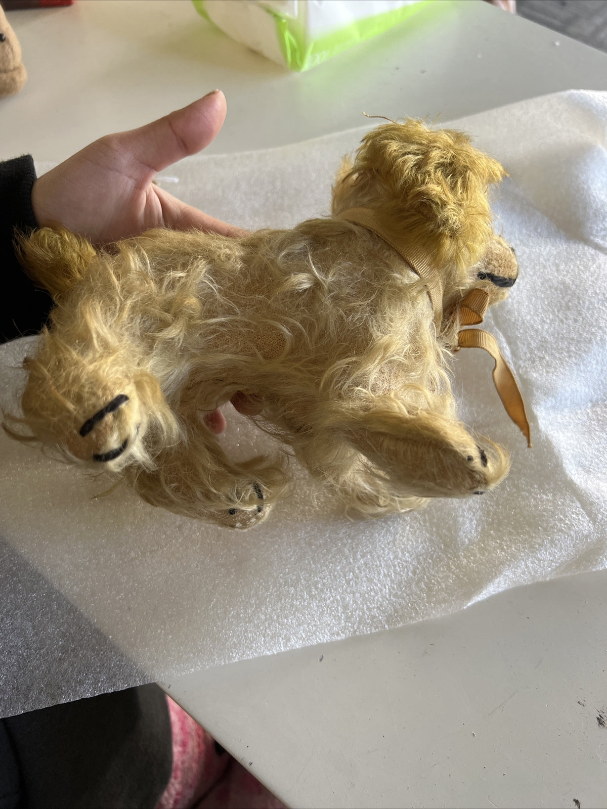 6” Antique 1920’s Shaggy Dog Possibly Real Hair?4