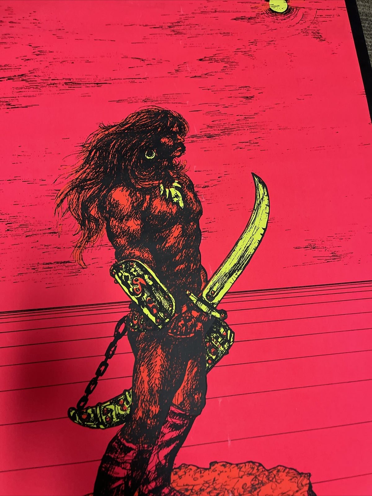 #148 1969 First Printing WARRIOR II BlackLight Black Light Poster 19696