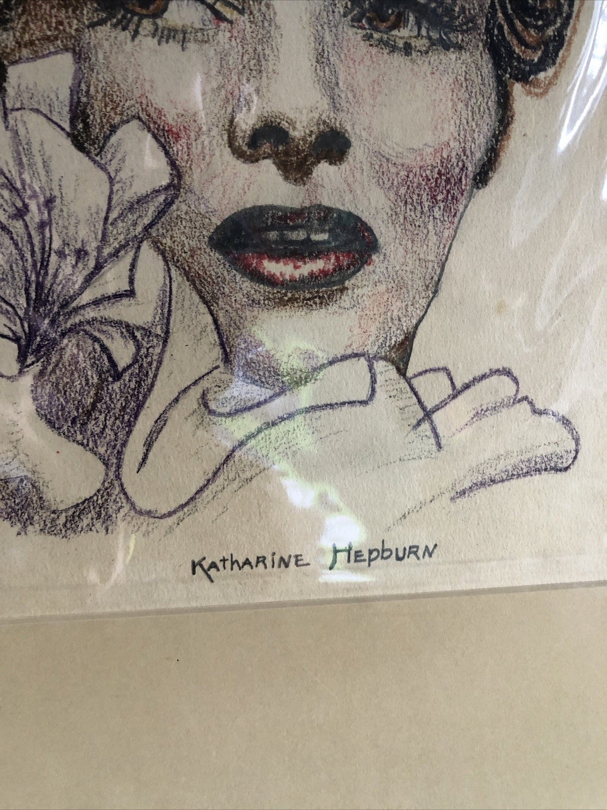 Hand drawn Frames Photo Of Katherine Hepburn 20”X16”2
