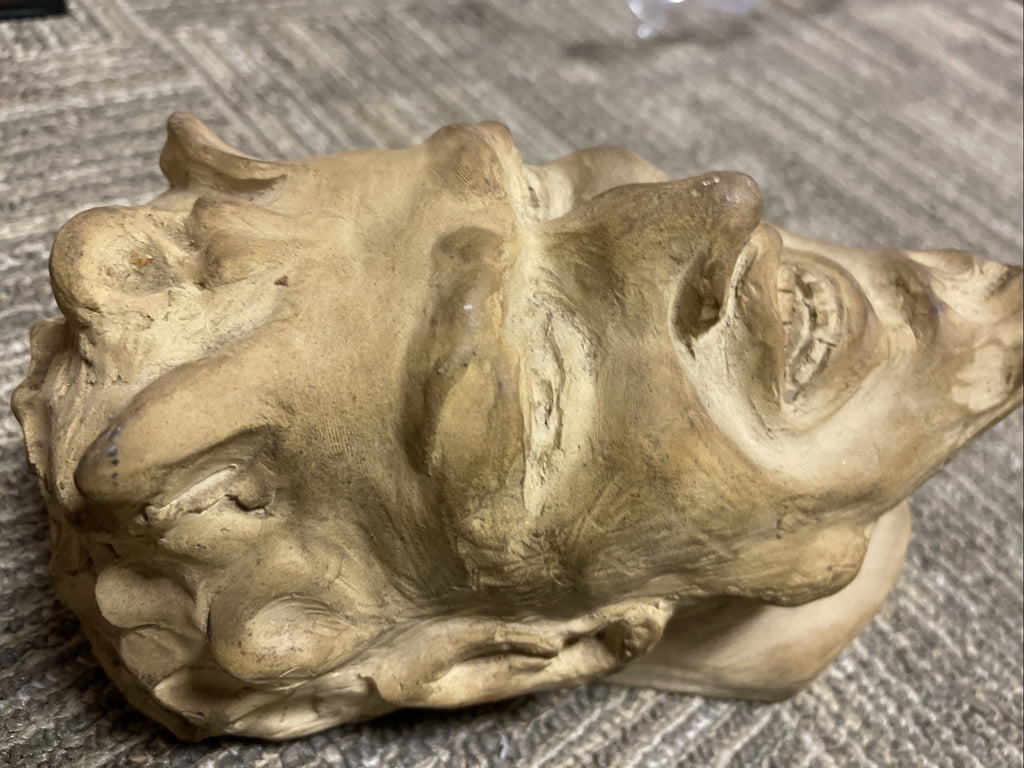 1912 Antique Devil Demon Gargoyle Monster Head Sculpture Oddities signed chase3