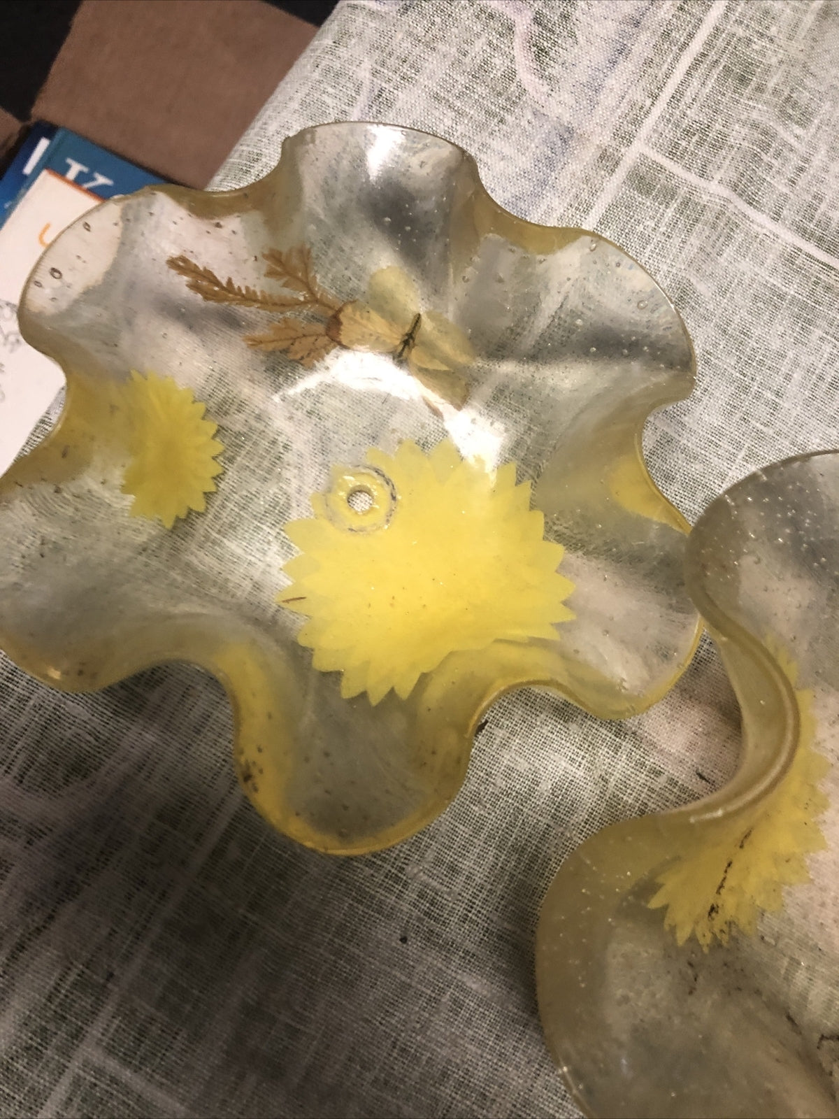 Vintage Set Of 3 Flower Trays Bowls Hand Crafted In California5