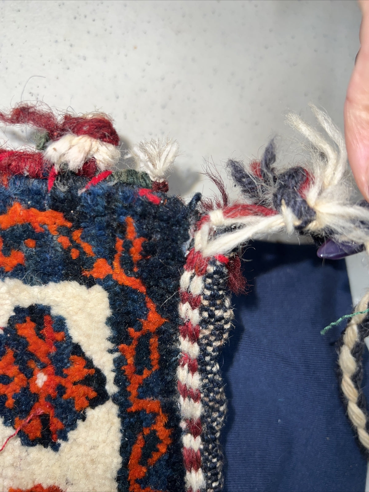 Vintage Hand Made Purse Boho Coachella Hispanic Rug bag Yarn See Description8