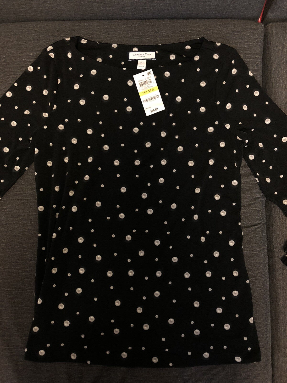 New Macy's Charter Club Petite Jewel Tones Size M Deep Black NWT1