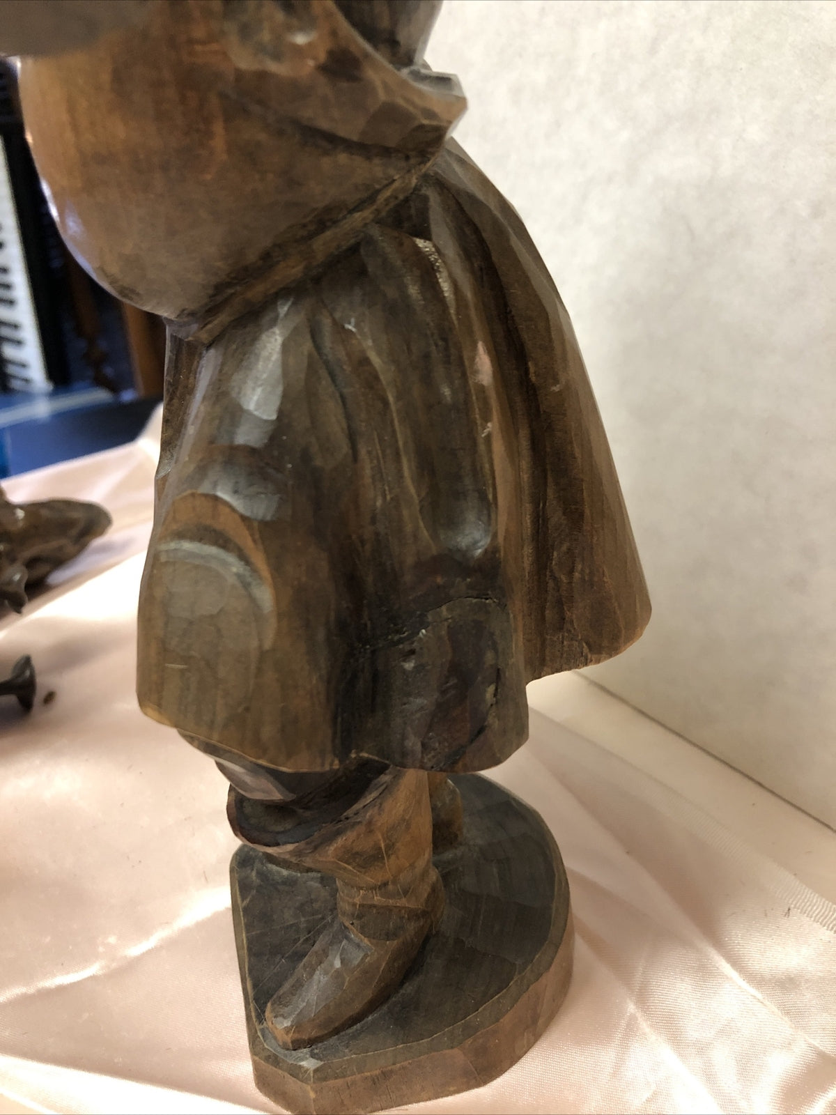 VINTAGE 12” WOODEN CARVED BEER DRINKING MONK5