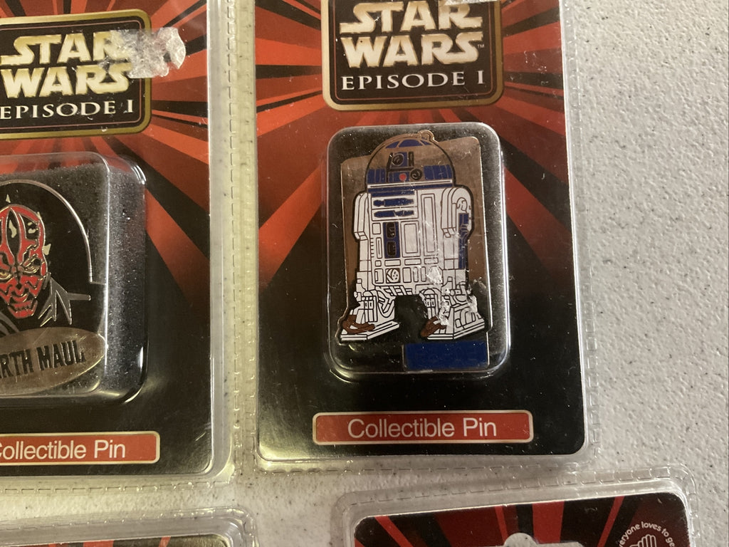 Vintage Star Wars Episode 1 Pins Lot Of 4 Sealed4