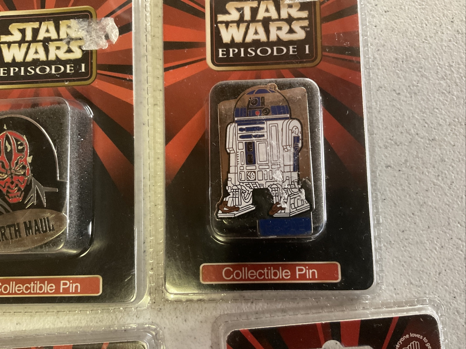 Vintage Star Wars Episode 1 Pins Lot Of 4 Sealed4
