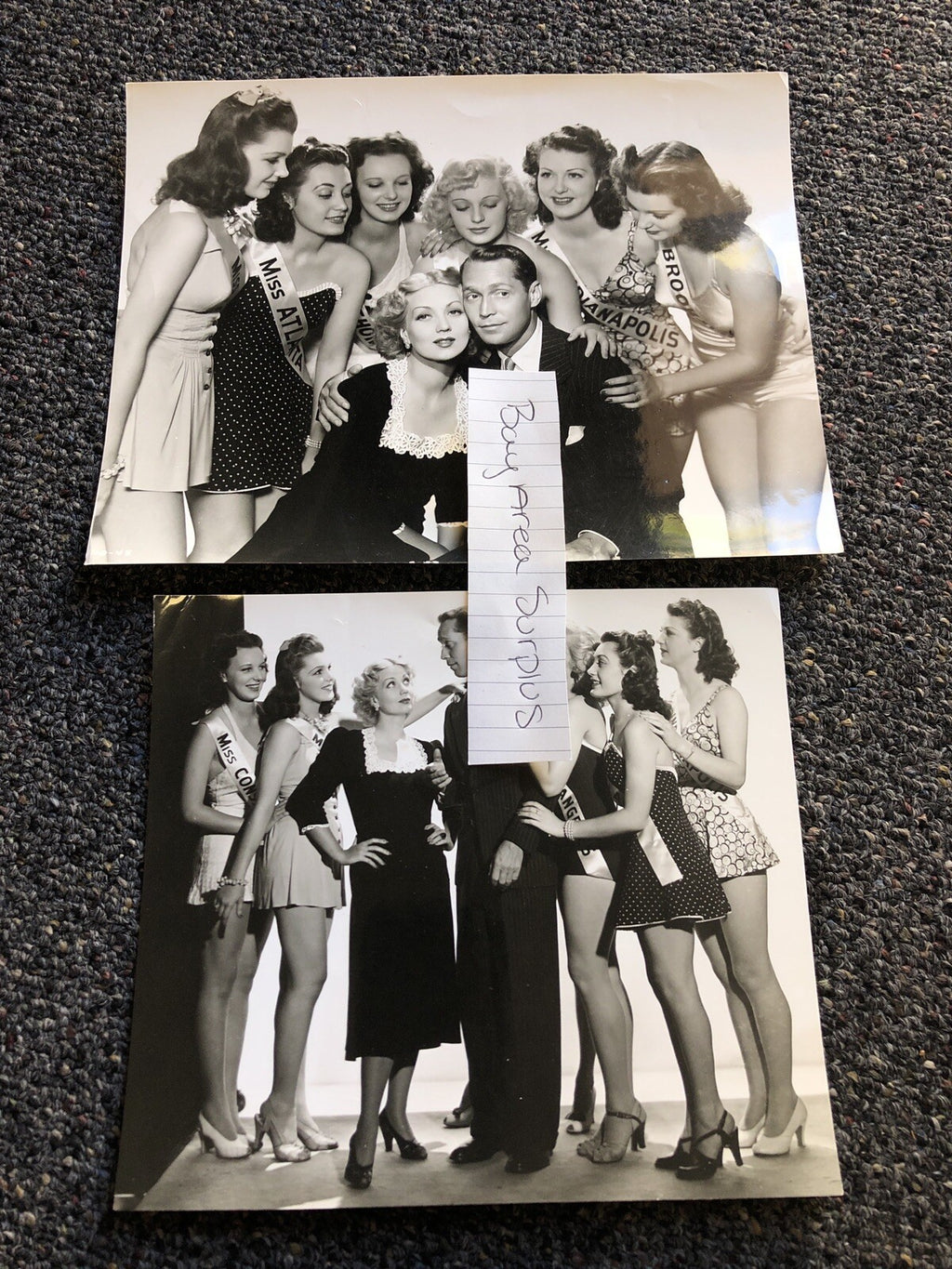 Original Unpublished Lot Of 2 Photos Of ANN SOTHERN FRANCHOT TONE Miss USA Judge0
