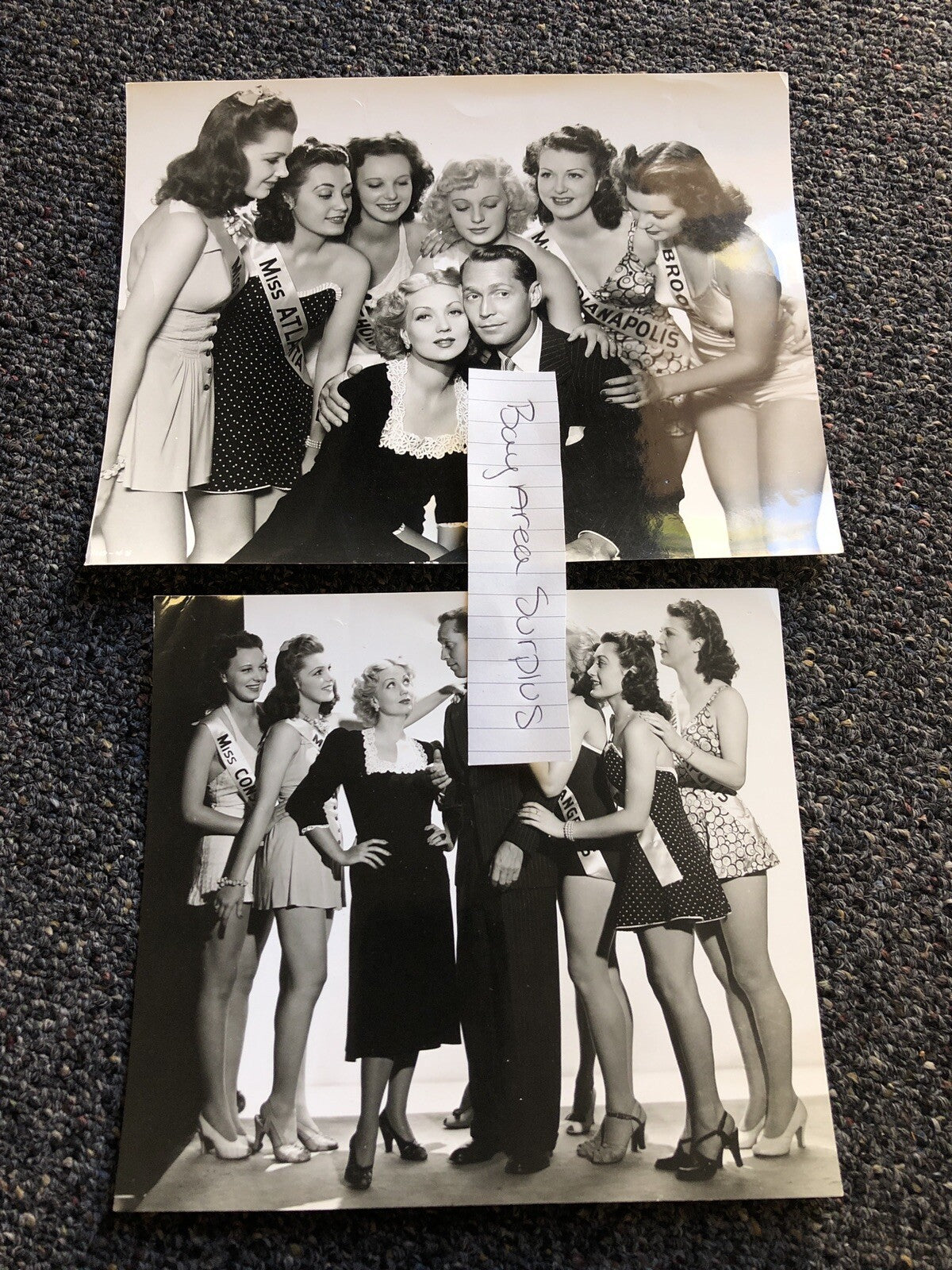 Original Unpublished Lot Of 2 Photos Of ANN SOTHERN FRANCHOT TONE Miss USA Judge0