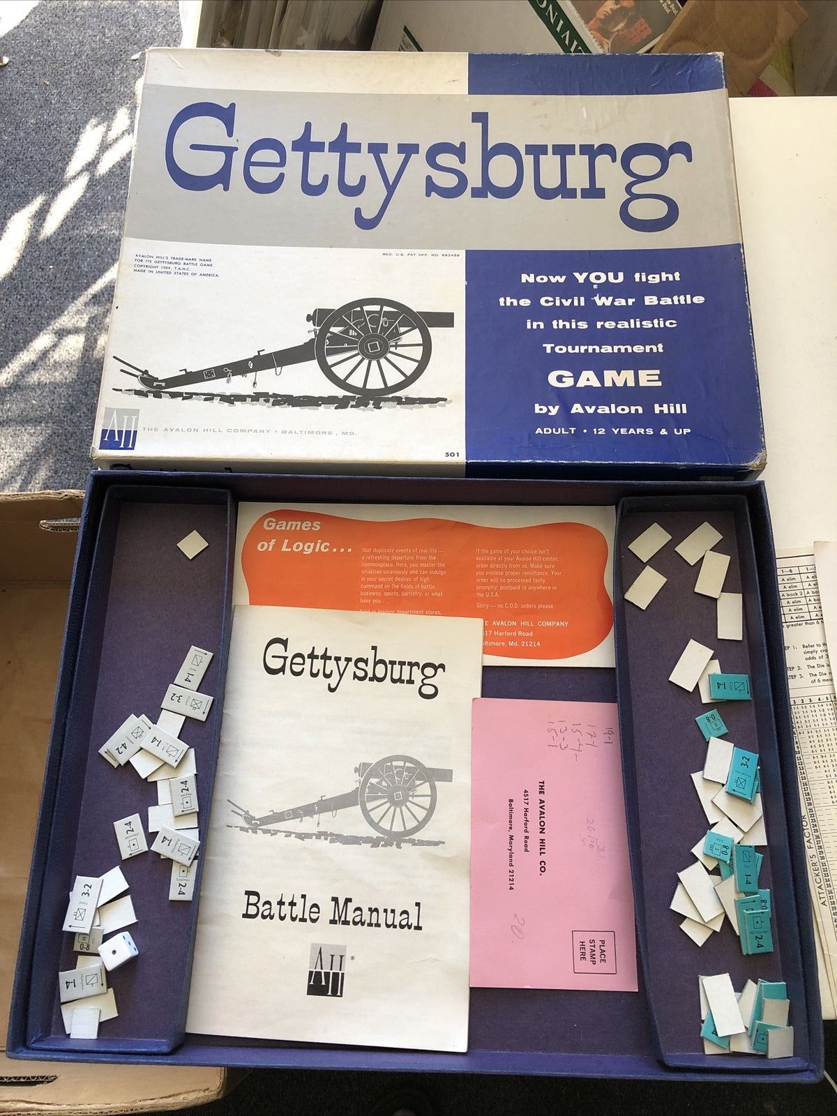 Gettysburg Board Game 1964 By Avalon Hill0