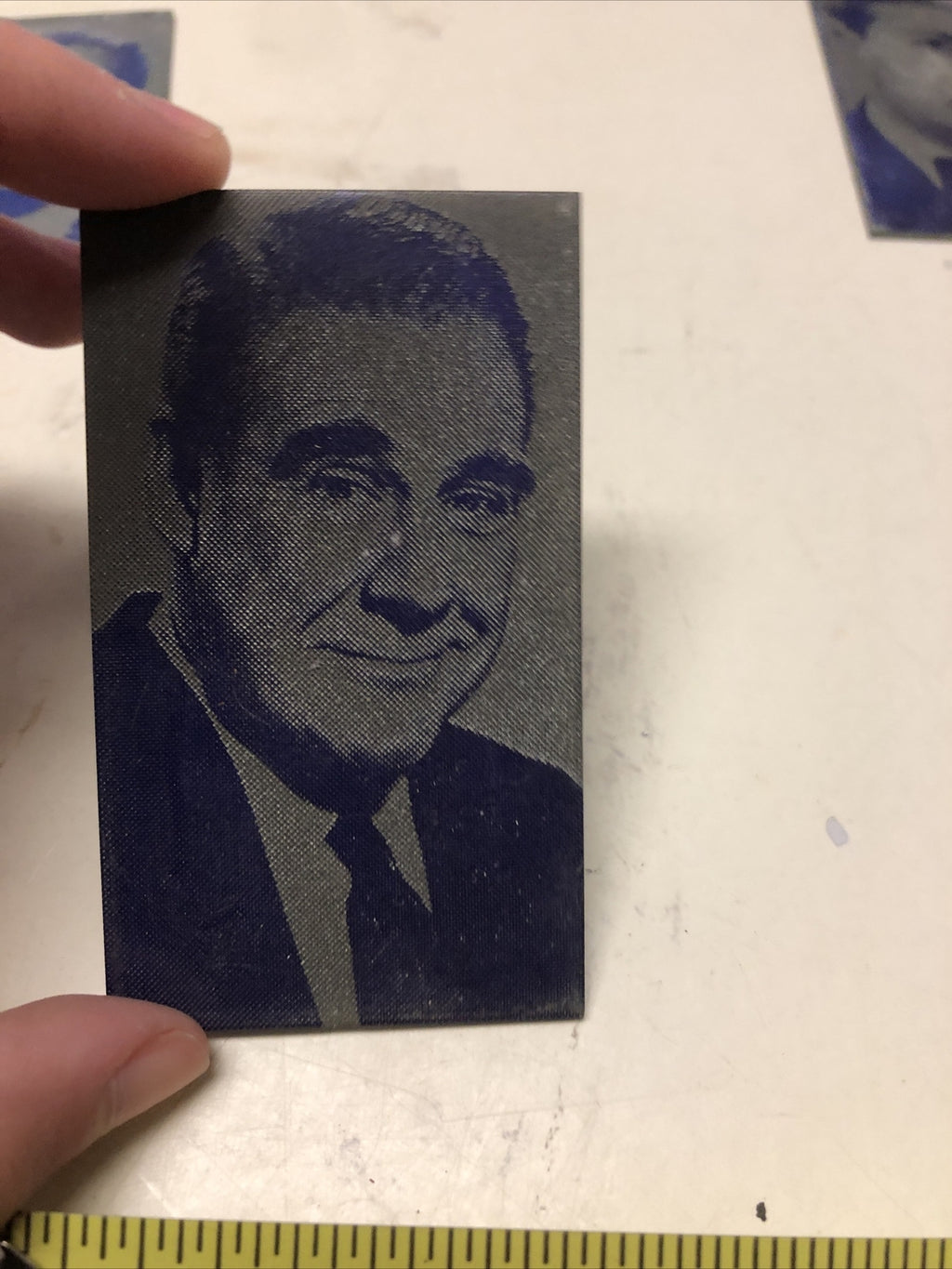 Antique Metal Printing Plate Block Photo Negative 2x3 Inch” Middle Age Man Suit1