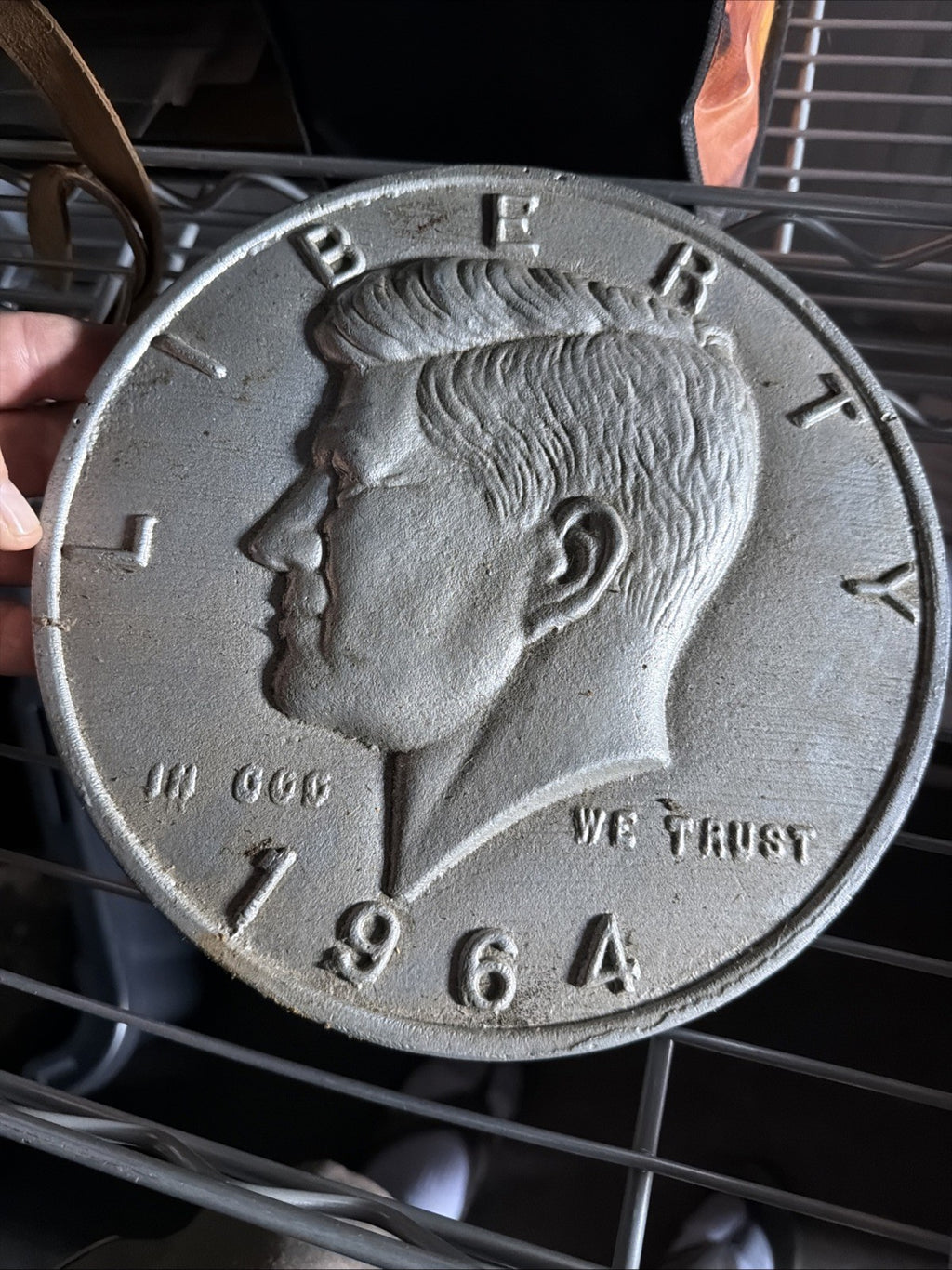 Large Vintage Cast 10” 1964 Silver Kennedy Half Dollar 90% Silver0