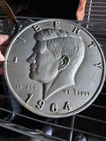 Large Vintage Cast 10” 1964 Silver Kennedy Half Dollar 90% Silver0