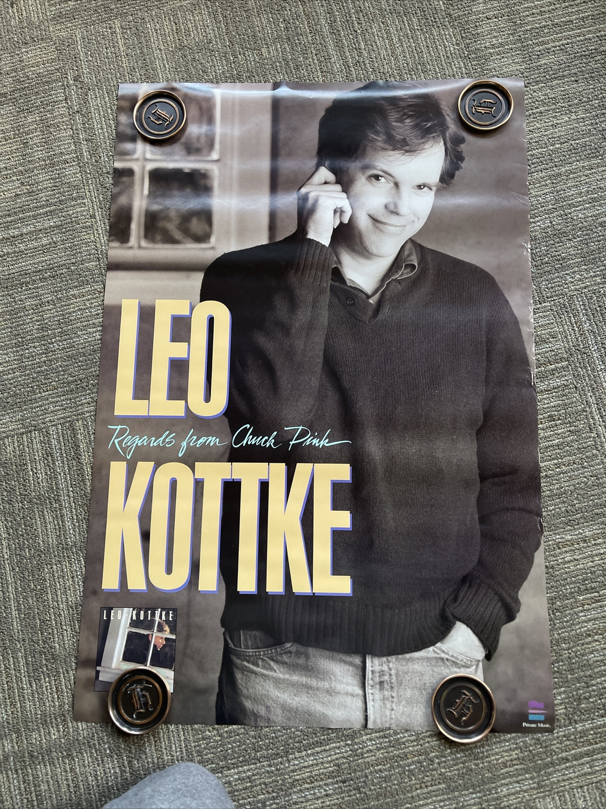 #197 1988 Leo Kottke Regards From Chuck Pink Record Store Promo Poster 23” X 36”0