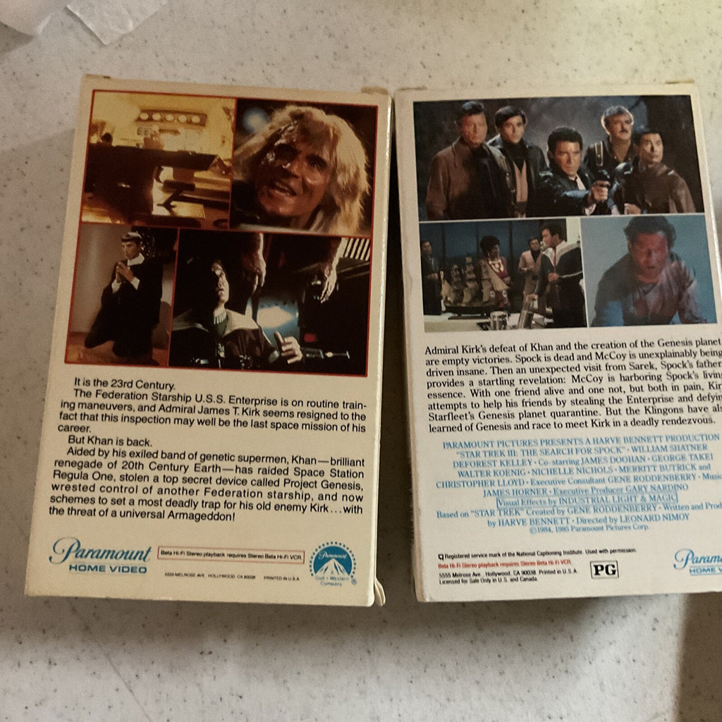 Star Trek 2 The Wrath Of Khan And 3 Search For Spock Betamax BETA tape 1982 Lot2