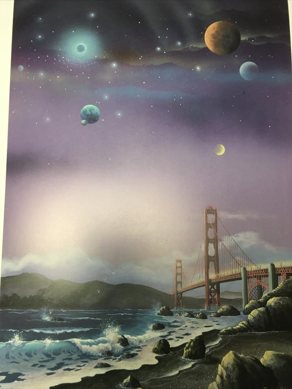 CHARLES E ADAMS SAN FRANCISCO GOLDEN GATE BRIDGE SIGNED PRINT 19893