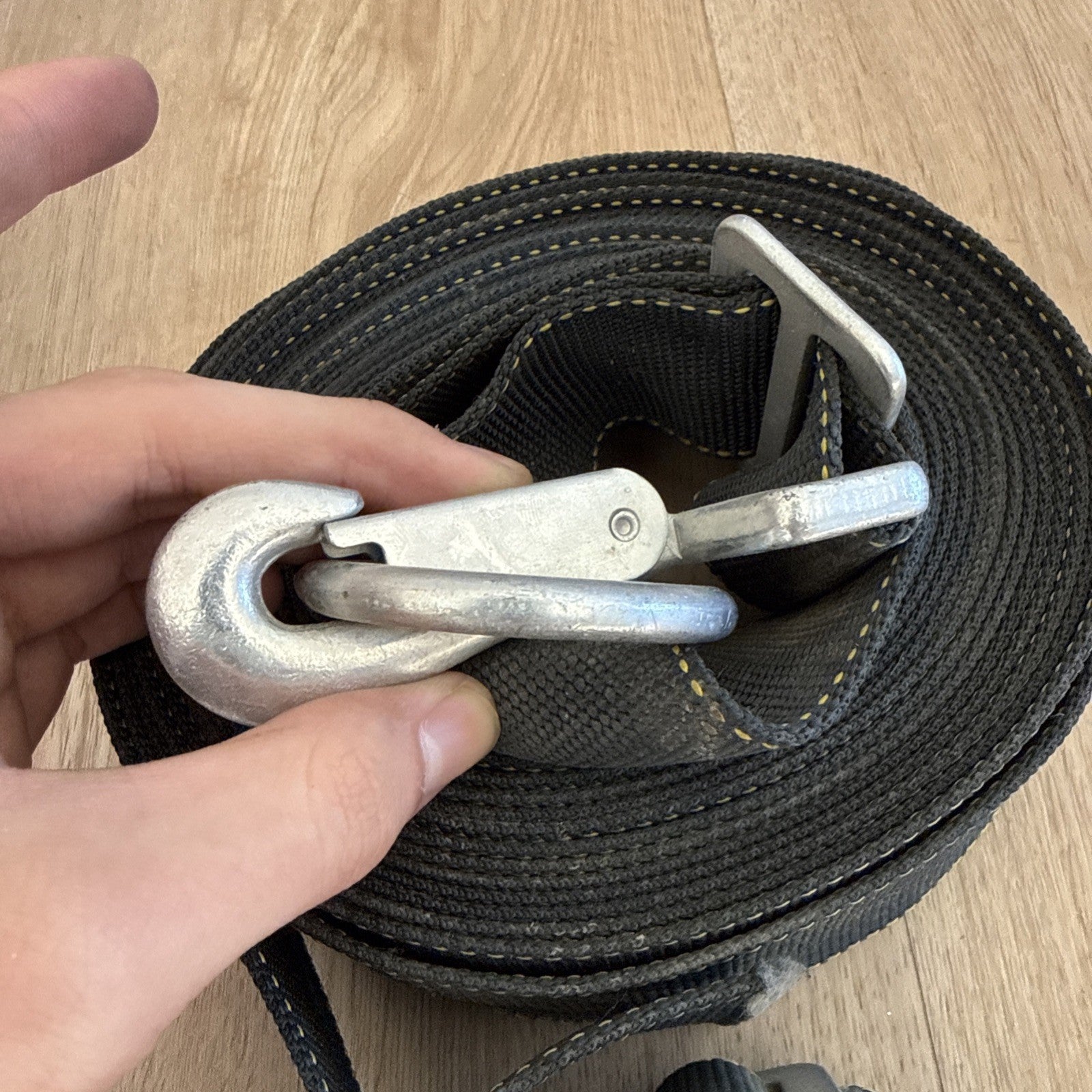 Heavy Duty Tow Strap with Hooks 20ft x 2in Black Nylon Recovery Rope Car Truck1
