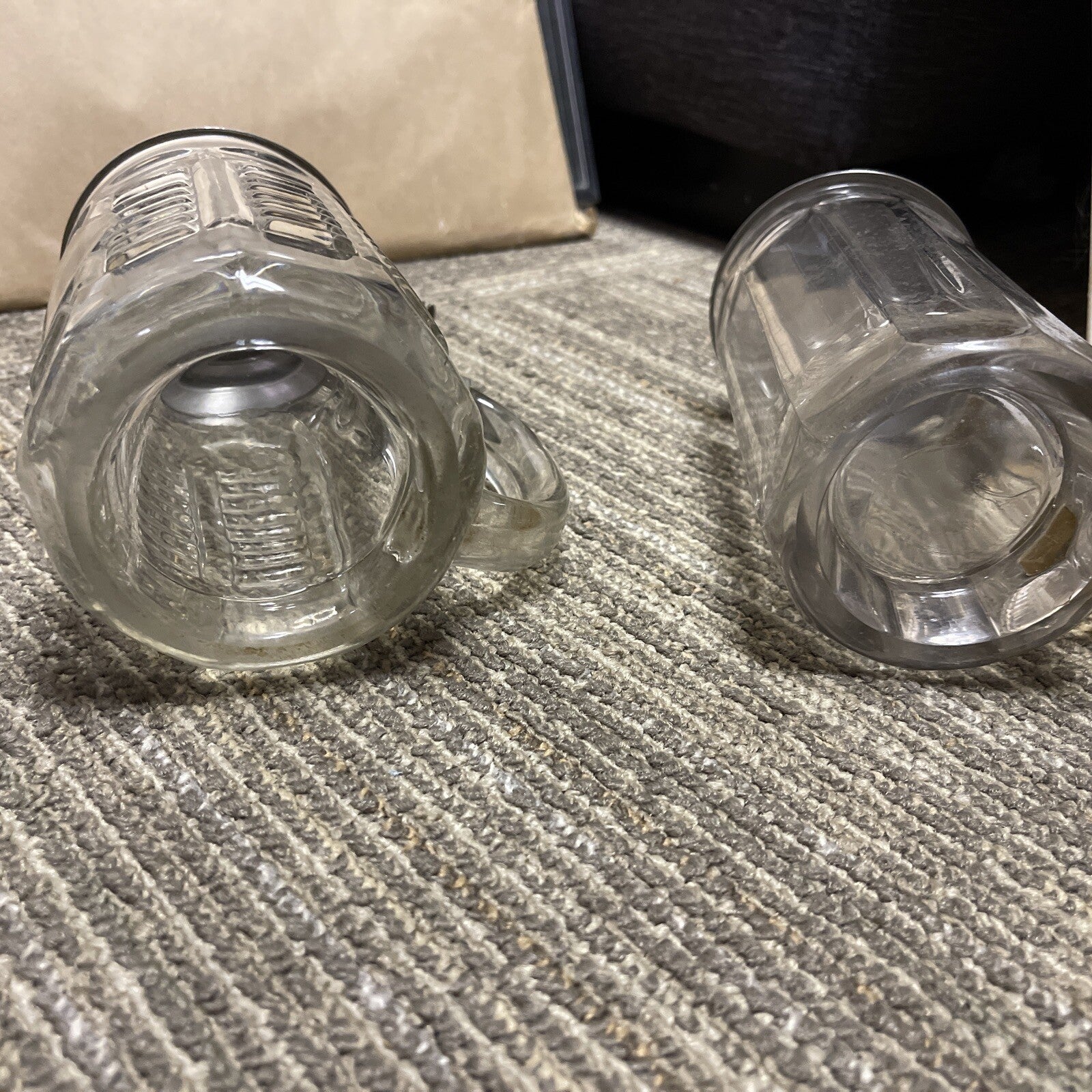 Antique lot of 2 Lidded Cut Glass Mug German Beer Stein pewter top5