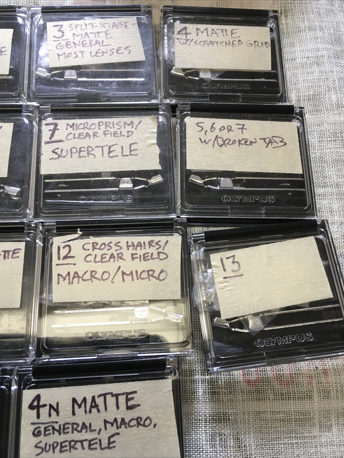 Olympus Focusing Screens Lot Of 14 OM System5