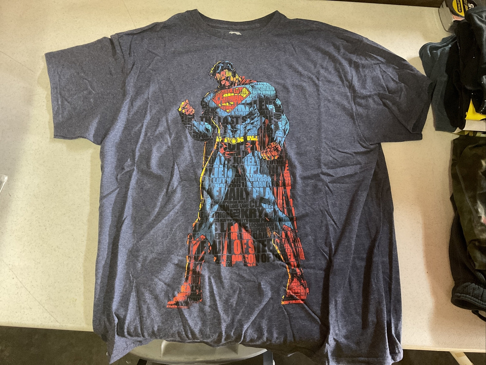 DC Comics SUPERMAN SUPER HERO MAN Of STEEL Word Puzzle Body TEE T Shirt MEN'S 0