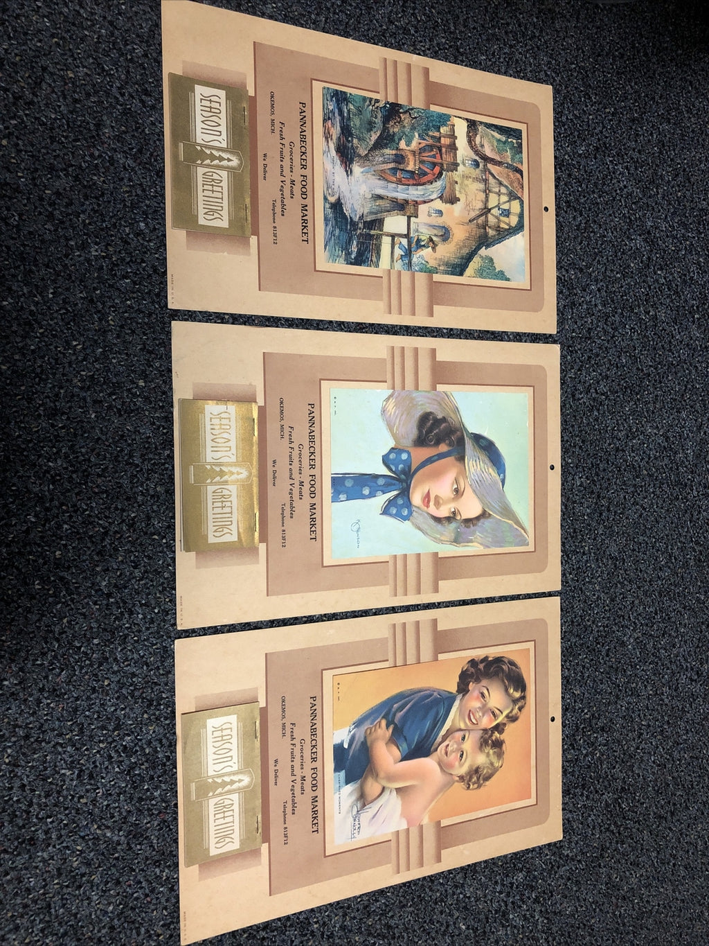 Lot Of 3 Vintage 1941 Pannabecker Food Market Calendars Howard Connolly0