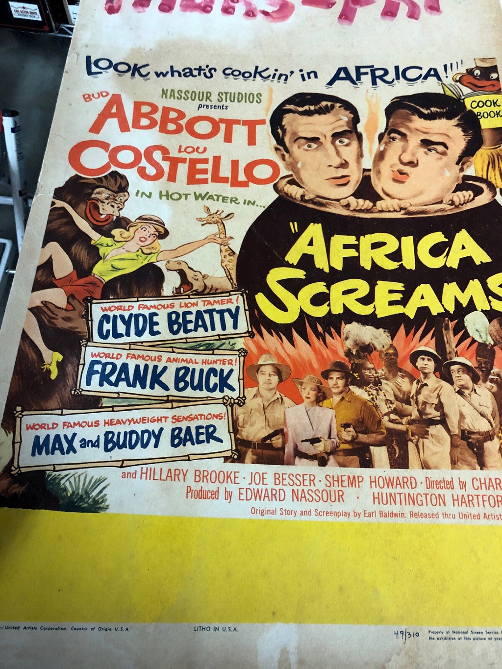 AFRICA SCREAMS 1949 ORIGINAL 14X22 MOVIE POSTER BUD ABBOTT LOU COSTELLO5